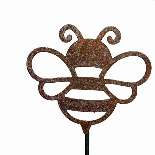 D&L Lasertec Edelrost Gartenstecker Biene Rost, mit Stab
