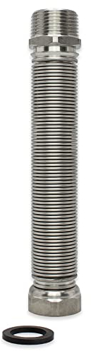 Edelstahlwellrohr Flexschlauch ausziehbar Solarrohr Flexrohr Verbindungsrohr Hauswasserwerk Sanitär AG x IG - Made in Italy (1/2 AG x 3/4 IG - 100-200 mm)