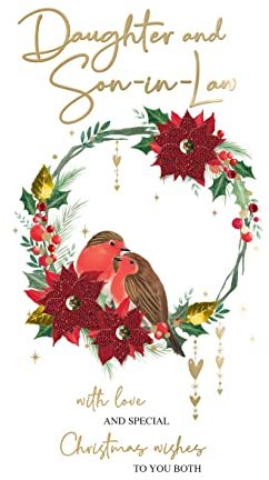 Daughter & Son-In-Law Embellished Christmas Card Hand-Finished Champagne Cards XCDC364