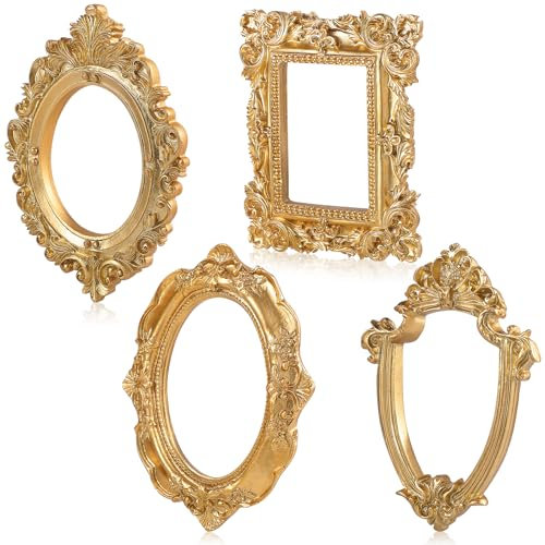 VALICLUD 1 Ensemble 4 Pièces Accessoires De Cadre Photo Flottant Cadres Photo Assortis Miniatures Cadre Baroque Cadre Photo Décoratif Cadre Vintage Mini- Cadres Ancien Résine A5 Tableau