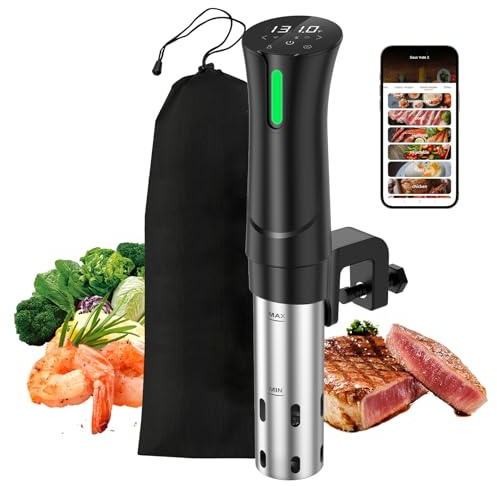 5G WIFI Sous Vide Machine|1100 Watts Sous Vide-Precision Cooker with Bag, Recipes| Thermal Immersion Circulator, Fast Heating with Accurate Temperature and Timer, LED Touch Screen/APP Control,Black