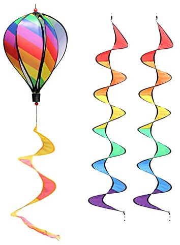 Coloré Moulin à Vent Montgolfière, Montgolfière Vent, Extérieur Suspendu Ballon à Air Chaud Rotating, résistante aux UV et aux intempéries, Jardin Coloré Rotatif aux Ornements de Festival