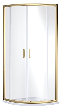 nuie SQU9BB Rene Modern Bathroom Quadrant 6mm Toughened Safety Glass Shower Enclosure, 900mm, Brushed Brass