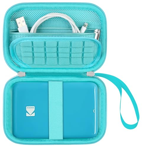 Supmay Hard Carrying Case for Kodak Step Color Instant Photo Printer/Kodak Barbie x Step Slim Wireless Instant Portable Photo Mobile Printer, Zipper Mesh Pocket for USB Cable, Photo Paper, Green