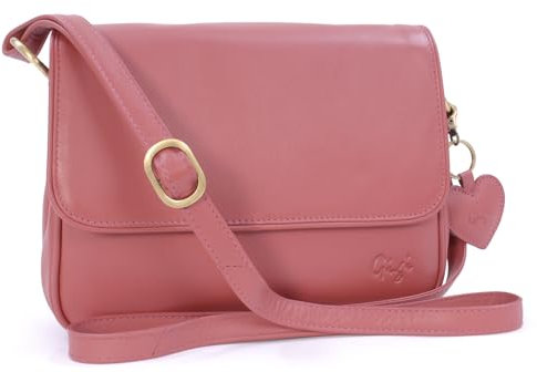 Gigi - Borsa a Tracolla in Pelle - Borsa a Mano Donna - Messenger Bag Media - Borsetta da Giorno - Tracolla Regolabile - 1008 - Rosa