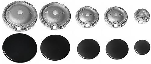 Whirlpool Ignis - Kit 5 bruciatori Defendi completi di piattelli spartifiamma per cucina piano cottura 5 fuochi - Made in Italy - WR14/1