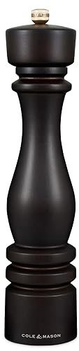 Cole & Mason London Salzmühle, mit Einstellbarem Mahlwerk, Schokolade Holz, 30cm, Precision+ mit Keramikmahlwerk, Gewürzmühle, Mühle für Salz, Braun
