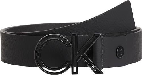 Calvin Klein Herren Gürtel aus Leder, Schwarz (Ck Black Smooth), 135 cm