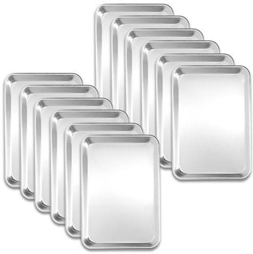 STEELUS 12 Pack Half Size Baking Sheet Pan, Aluminum Comercial Cookie Sheets Non-Stick, 18x13