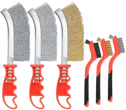 6 Pièces Brosses Métalliques, Brosse en Acier Inoxydable, Brosse Metallique Carbone, Wire Brush Nylon Nettoyage, Brosse en Fil Acier Laitonné pour Nettoyer Soudure Scories Rouille Saleté