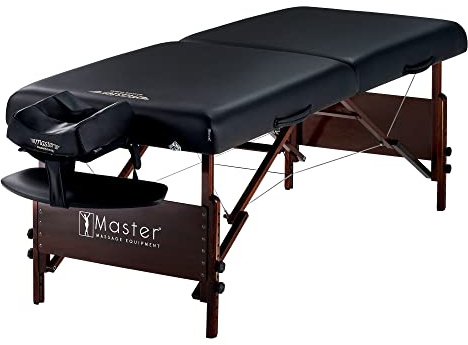 Master Massage 30 Del Ray Pro Portable Massage Table (30 Width x 84 Length), Adjustable Height, 750 lbs Working Capacity, Massage Bed, Tattoo Table for Lash - Black