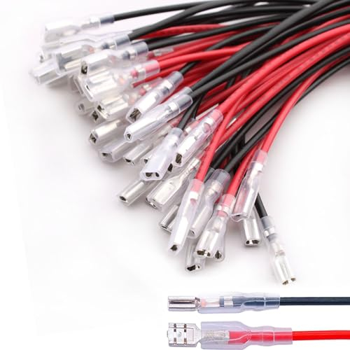 RUNCCI-YUN 40 pezzi Capicorda,Terminali Elettrici, Connettori Elettrici 12v Isolati, Terminali a Crimpare Connettori Elettrici Cavo Terminale a Crimpare Femmina da 2,8 mm e 4,8 mm