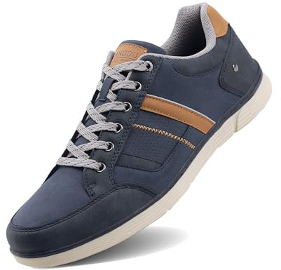 LANGDU Freizeitschuhe Herren Sneaker Schuhe Walkingschuhe Leichtgewicht Atmungsaktive Sportschuhe Größe41-46EU (Navyblau 50,42EU)