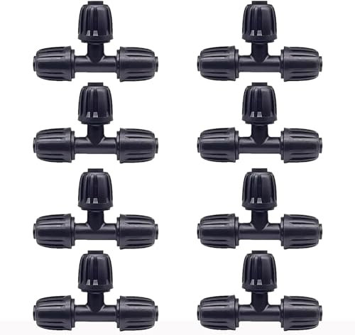 8 pc Connettori a T spinati, 20-16-20mm Raccordi per Tubi spinati Raccordi per irrigazione a Goccia Raccordi a T per Tubi Adattatore a 3 Vie Giunti per Tubi dell'Acqua