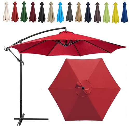Auvent De Remplacement Pour Parasol, 2 M/2.7 M/300 CM, 6 Baleines/8 Baleines, Tissu De Rechange Pour Parasol, Toile De Rechange Pour Parasol Remplacez L'ancien Auvent Auvent De Rechange(Color:Red,Size