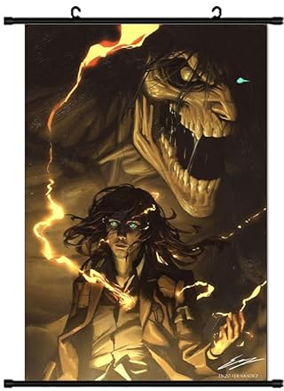 Eren Jaeger Poster Scroll Picture,Anime Poster,Boys Girls Bedroom Decoration Hanging Canvas Painting Decor Wall Art Manga Merch