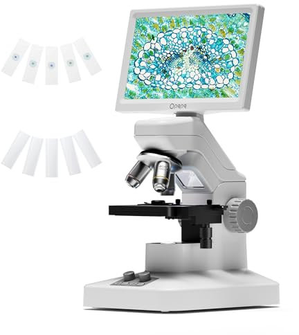 Opqpq ODM301 Max Microscope for School Lab Home Education, 1200X Digital Biological Microscope with 7 Screen for Students Adults, Wireless Science Microscope, USB & HDMI Scope with Slides Set