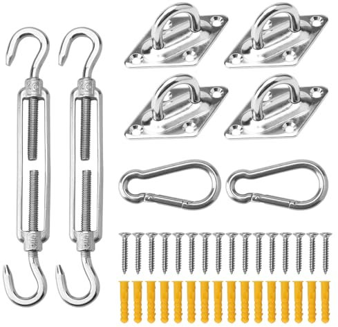 Kit de fixation pour voile d'ombrage M6 304 en acier inoxydable - Kit de fixation pour voile d'ombrage - Montage pour carré et triangle - Pour jardin Awnings Mounting Assembly