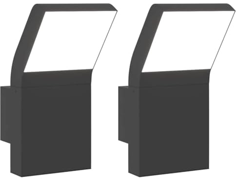 vidaXL LED-Außenwandleuchten 2 Stk. Schwarz Aluminiumdruckguss