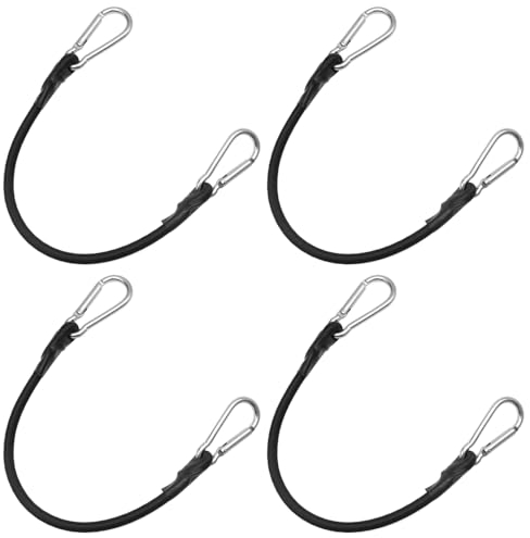 YDHfdc 4 Pezzi Corde Elastiche con Gancio Resistenti Elastici con Gancio 43cm Ganci Elastici Corda Cavi per Campeggio, Bagagli, Viaggi (Nero)