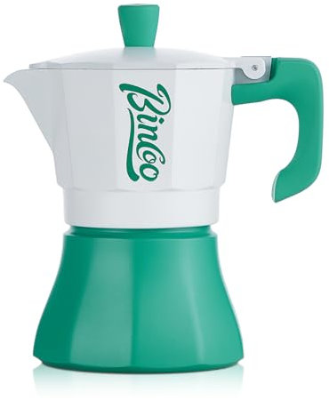 Bincoo Kleiner Espressokocher – Aluminium-Mokkakanne für 3 Tassen, tragbare Espresso-Kaffeekanne, Kaffeemaschine für Camping, Reisen (grün)