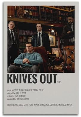 nshdahns Knives Out Poster, Wandkunst, Vintage-Kunst, Raumdekoration, ästhetisches Schlafzimmer-Poster für Schlafzimmer, 50 x 75 cm, ungerahmter Stil