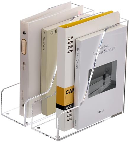 SANRUI Lot de 2 porte-revues, porte-documents, pour l'organisation et le rangement du bureau - Transparent - Format A5
