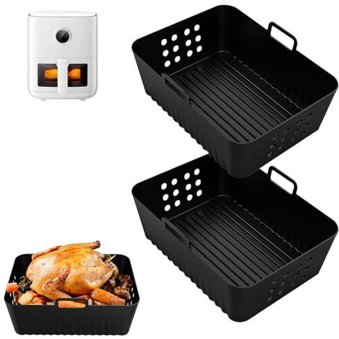 lafo Airfryer Liners,2PCS Silicone Air Fryer Liner for Ninja Double Stack SL400UK/SL401,Ninja Max Dual Air Fryer 9.5l Accessories,Ninja Double Stack XL Air Fryer Liners,Silicone Airfryer Liner