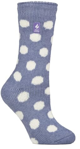 HEAT HOLDERS – Womens Thermal Socks, Thick Fluffy Winter Socks Size 4-7 | Warm Socks for Indoor & Outdoor Wear (UK, Numeric, 4, 7, Regular, Regular, Denim Spot)