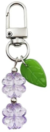 Adrosstoller Lovely Acrylic Four Leaf Keychain Hangings Decoration Keyring Ornament, Violet, as described