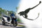 BISOMO Bremspumpe Bremszylinder rechts mit Hebel + Schalter, für Scheibenbremse vorne, Lenker bis Ø 22mm, kompatibel für Roller Kymco ATU Rex Malaguti Baotian