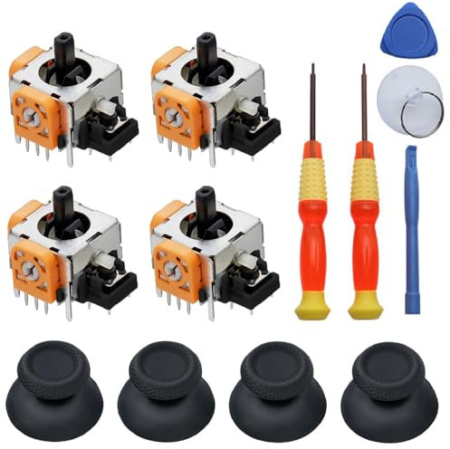 Ersatz für PS5-Controller, 3D-Analog-Sensor-Joystick-Modul, Hall Effect Sticks PS5, 4PCS Joystick Analogen Ersatz Playstation 5 Conrtoller Zubehör mit 4 Daumenkappe Thumbstick und Reparatur Kit