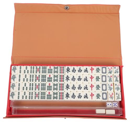 Abaodam Reise Mahjong Set Tragbares Mini Mahjong Set Mit 4 Spielsteinen Und Ideal Für Unterwegs Gesellschaftsspiel Für Familie Und Freunde Kompaktes Design