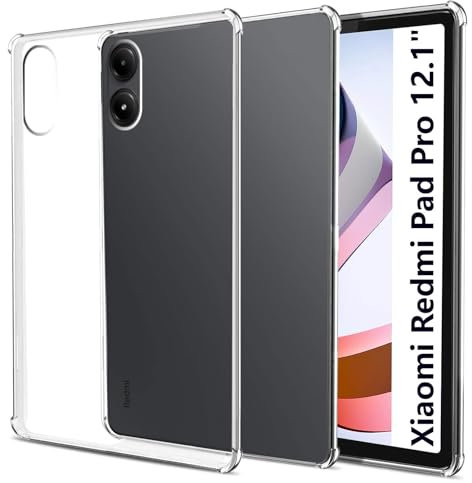 easyBee Funda compatible con Xiaomi Redmi Pad Pro de 12.1 pulgadas, carcasa trasera de silicona ultrafina a prueba de golpes, funda protectora de TPU transparente HD - Transparente