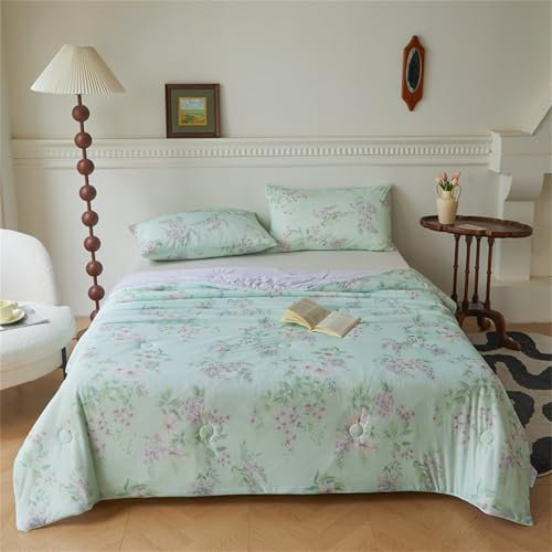 Odot Coverless Duvet Single Double King Size, 2.5 Tog Summer Quilted Duvet Cosy and Lightweight Quilt Breathable Cooling Bedspreads Quilted Throw for Beds (Purple lilac,200 * 230cm)