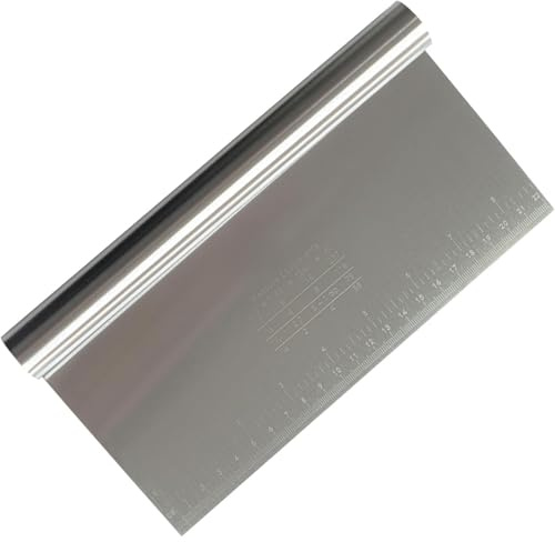 WUBAYI 22x12cm Professional Stainless Steel Dough Cutter - Metric-Scaled Dough Scraper for Baking, Pizza, Pastry & Asian Noodles
