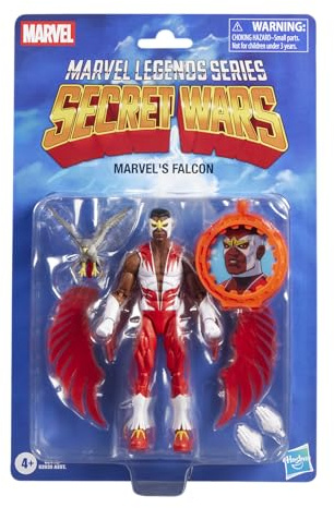 Marvel Legends Series Secret Wars Marvel’s Falcon, Retro Captain America Comics Collectible 15-cm Action Figure with Lenticular Shield