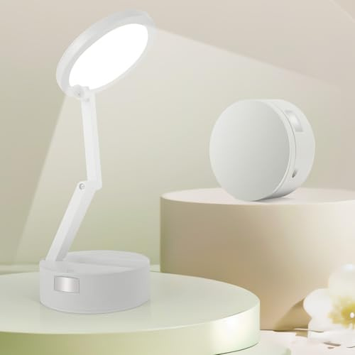 HOTUT LED Tischlampe Kabellos, 1200mAh Akku LED Tischlampe Faltbar & Tragbar Schreibtischlampe Kabellos, 3 Lichtmodi 3 Helligkeit, Schreibtischlampe, Leselampe Desk Lamp Tischleuchte