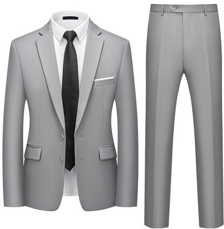 Mens Suits 2 Piece Slim Fit Two Button Suit Jacket & Trousers Set L