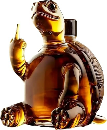 Carafe à Whisky et Vin en Verre 350 ml – Design Tortue avec Doigt d'Honneur | Flacon à Liqueur Original, Idée Cadeau Humour pour Homme, Décoration Bar ou Maison