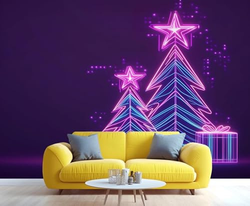 XLMING Creative Elegant Purple Trees Stars 3D Wallpaper Luxury Home Dining Decor Paste Sofa Living Room The Wall for Bedroom Mural-300cm×210cm