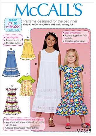 McCall's Patterns 7558 CCE,Children's/Girl's Dresses,Sizes 3-6, Tissue, Multi-Colour, 17 x 0.5 x 0.07 cm