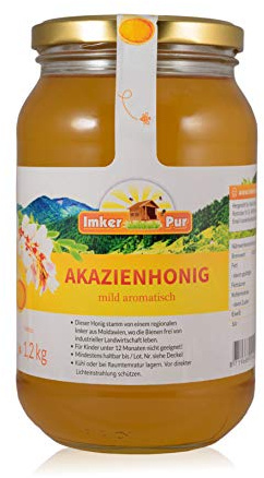 Akazien-Honig von ImkerPur, 1200g, mild-aromatisch, mit einer feinen Marzipan-Note