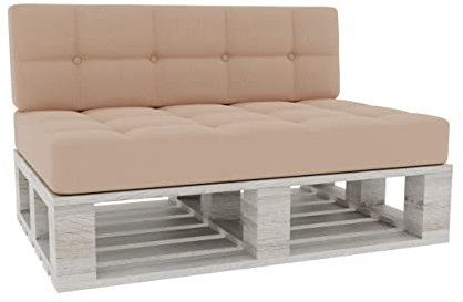 Gutekissen® Palettenkissen Gesteppte Kissen mit Knöpfen, Palettenauflagen Sitzkissen Rückenlehne Gesteppt PFG (Set (Sitzkissen 120x80 +Rückenlehne 120x40), Beige)