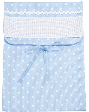 Filet - Sacchetto Porta Corredino XL in Tessuto, Grande Busta Primi Cambi Bimba con Inserto in Tela Aida da Ricamare, 100% Made in Italy, Colore Azzurro
