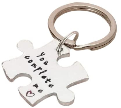 You Complete Me Jigsaw Keyring – Interlocking Puzzle Piece Keychain, Couples Anniversary or Valentine’s Gift