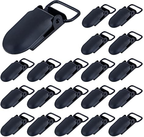 T Tulead Suspender Clips Black Clips Metal Holder Clip Fasteners Pants Clip Buckle Clamps Pack of 20