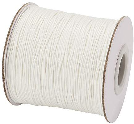 Cheriswelry Cordon en polyester ciré 0,5 mm avec bobine pour fabrication de bijoux Macramé Blanc crème
