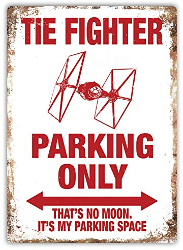 HONGXIN Tie Fighter Parking Only | | | | Star Vader Wars Retro Iron Painting Targa da parete in metallo cartello di avvertimento poster decorazione artistica per bar caffetteria garage ufficio
