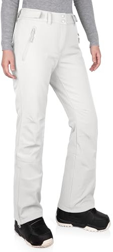 33,000ft Damen Skihose Outdoorhose Wasserdicht Winddichte Softshellhose Warme Gefütterte Trekkinghose Atmungsaktive Schnelltrocknende Thermohose Wanderhose Winter, Weiß 34W*31L